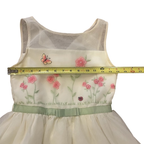 Jona Michelle Girl’s Sleeveless Dress Size 12 Yellow with Embroidered Flowers - Picture 12 of 12